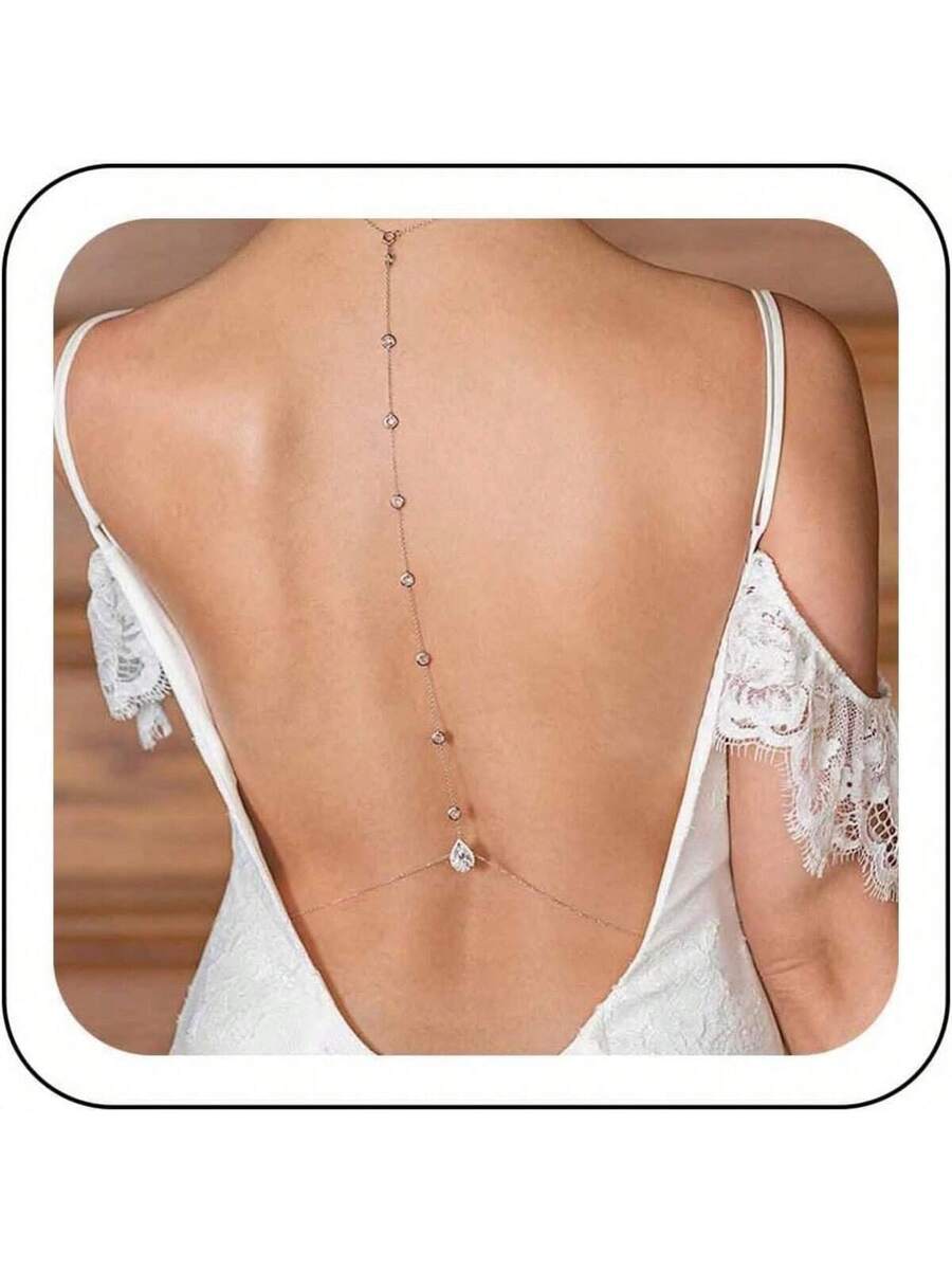 Body Jewelry For Backless Dress - Teardrop Crystal Body Chain With Rhinestone