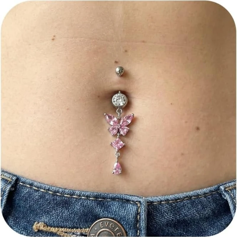 Body Jewelry Rings - Belly Button Ring Dangle Surgical Steel