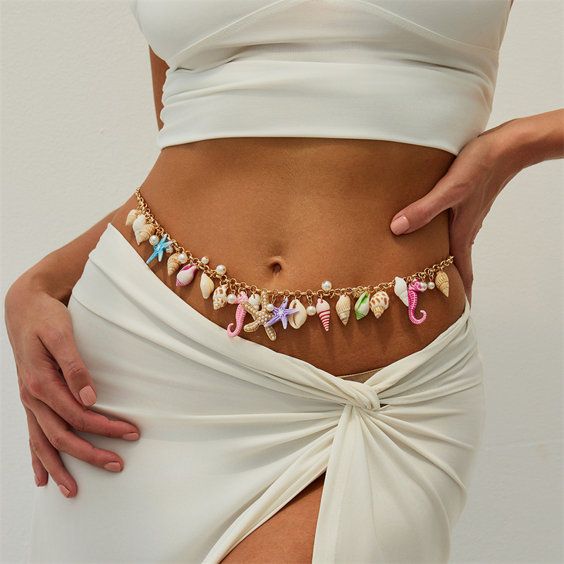 Body Jewelry Beach - Boho Starfish Shell Pendant Waist Chain