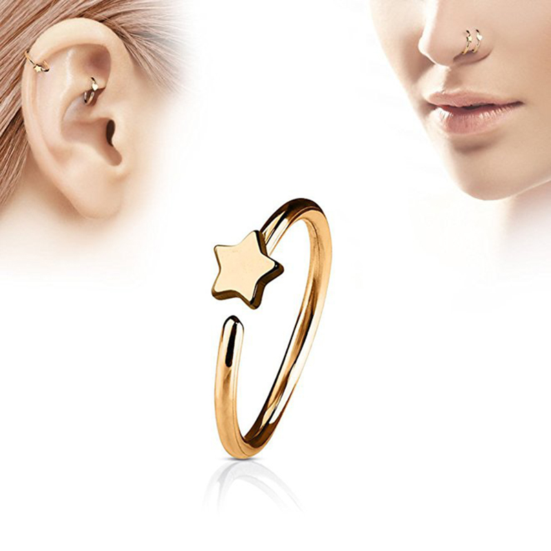 Body Jewelry And Earrings - 1Pcs Stainless Steel Star Nose Ring