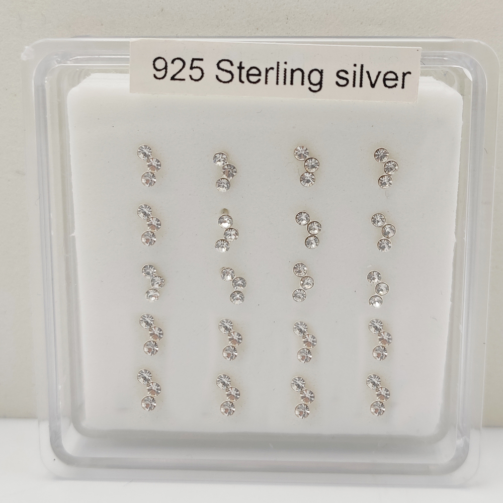 Body Jewelry Indian - 925 Sterling silver crystal nose Stud