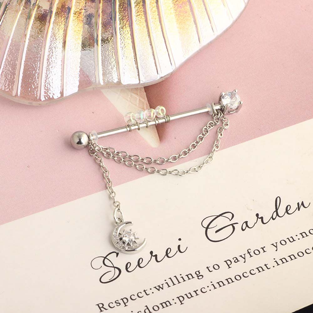 Industrial Barbell Long - Piercing Jewelry Crystal Barbell Earrings Ear