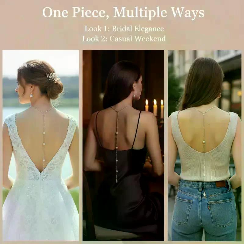 Sparkly Pearl Back Chain Neckl - đánh giá và giá Body Jewelry For Backless Dress