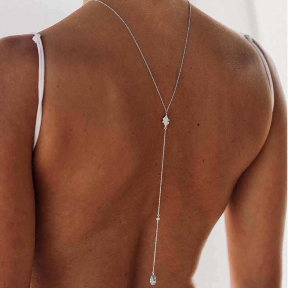 Luxury Zircon Water Drop Back  - đánh giá và giá Body Jewelry For Backless Dress