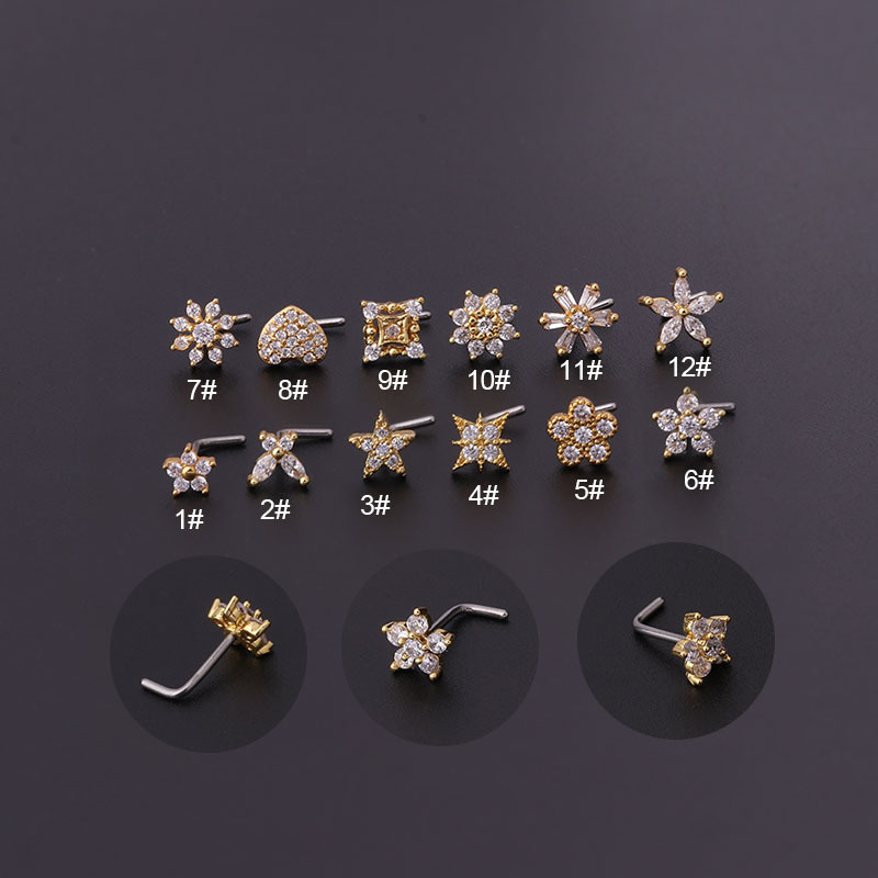 1Pc L Shaped Nose Studs Stainl - đánh giá và giá Body Jewelry Indian