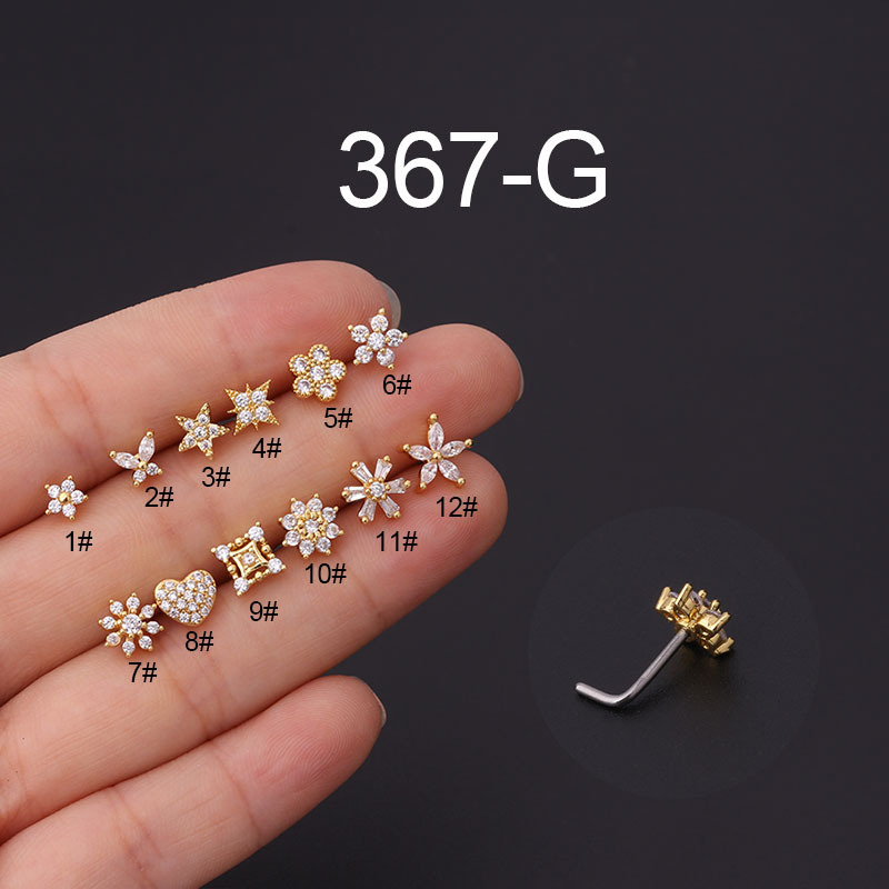 1Pc L Shaped Nose Studs Stainl - đánh giá và giá Body Jewelry Indian