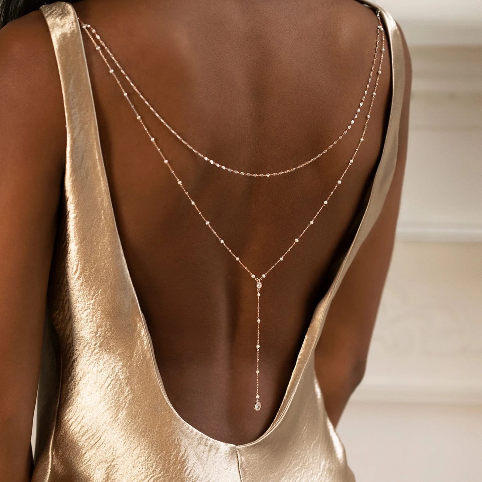 Delicate Gold Plated CZ Beaded - đánh giá và giá Body Jewelry For Backless Dress