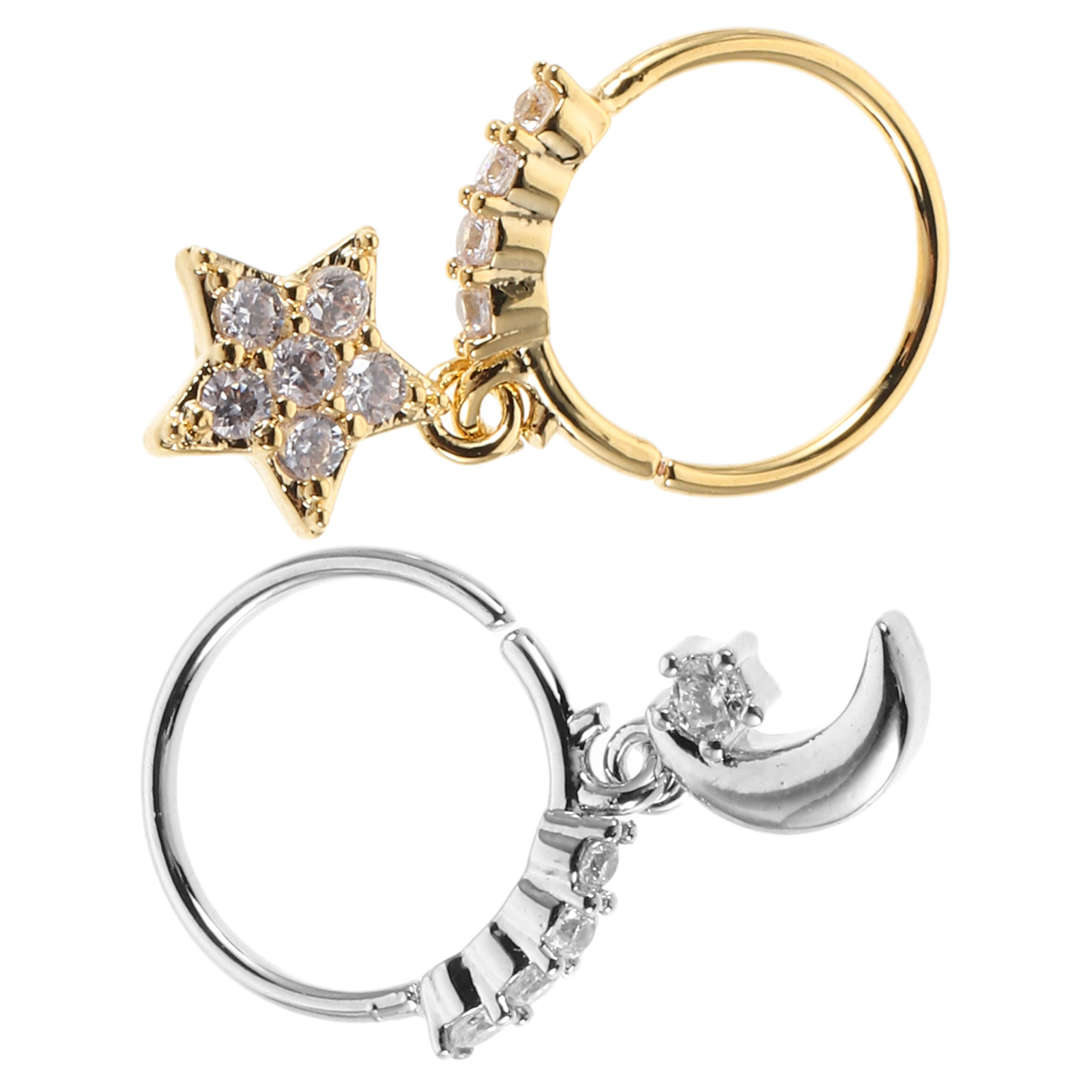 2Pcs Nose Rings Star Moon Meta - đánh giá và giá Body Jewelry Ideas