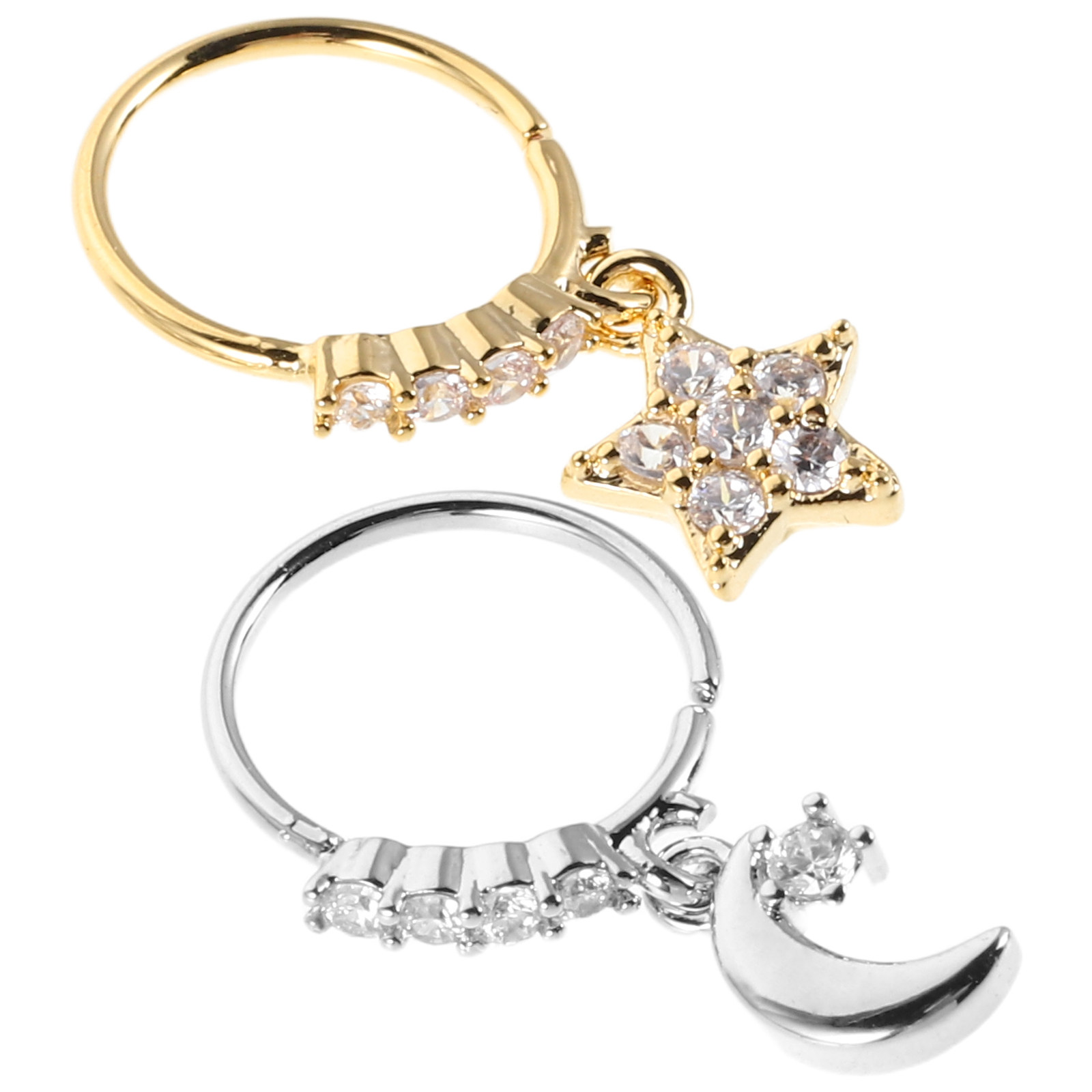 2Pcs Nose Rings Star Moon Meta - đánh giá và giá Body Jewelry Ideas