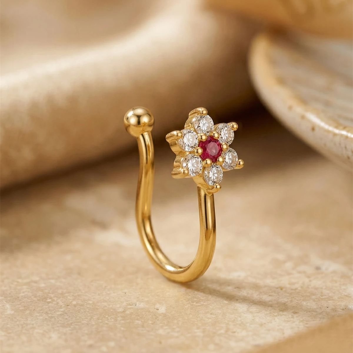 1PC Flower Shaped No Piercing  - đánh giá và giá Body Jewelry On Sale