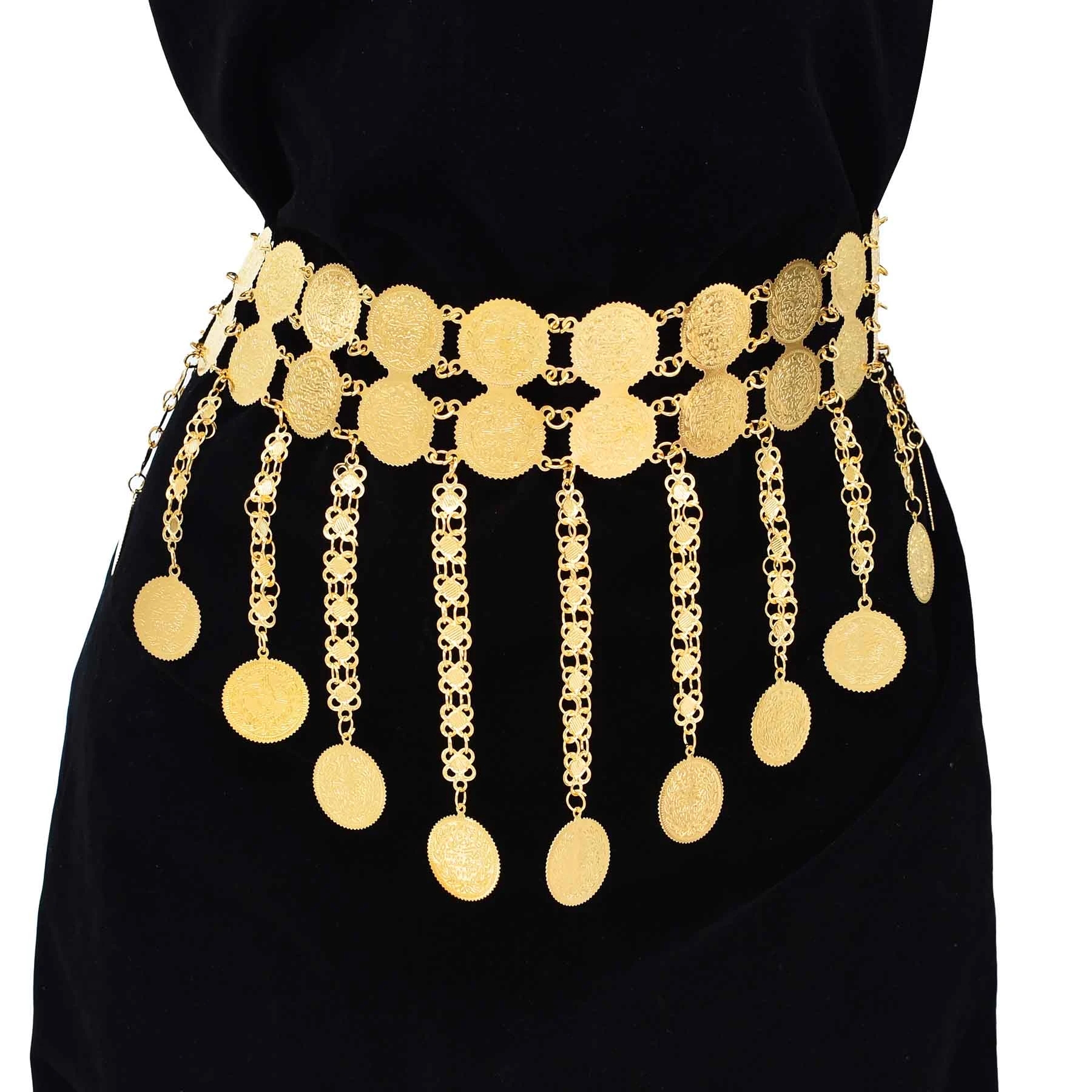 Golden Double Layer Coins Long - đánh giá và giá Body Jewelry Indian