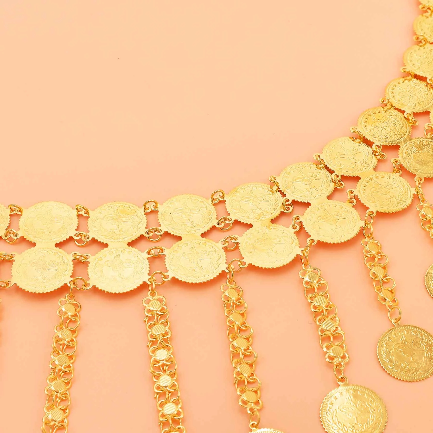 Golden Double Layer Coins Long - đánh giá và giá Body Jewelry Indian