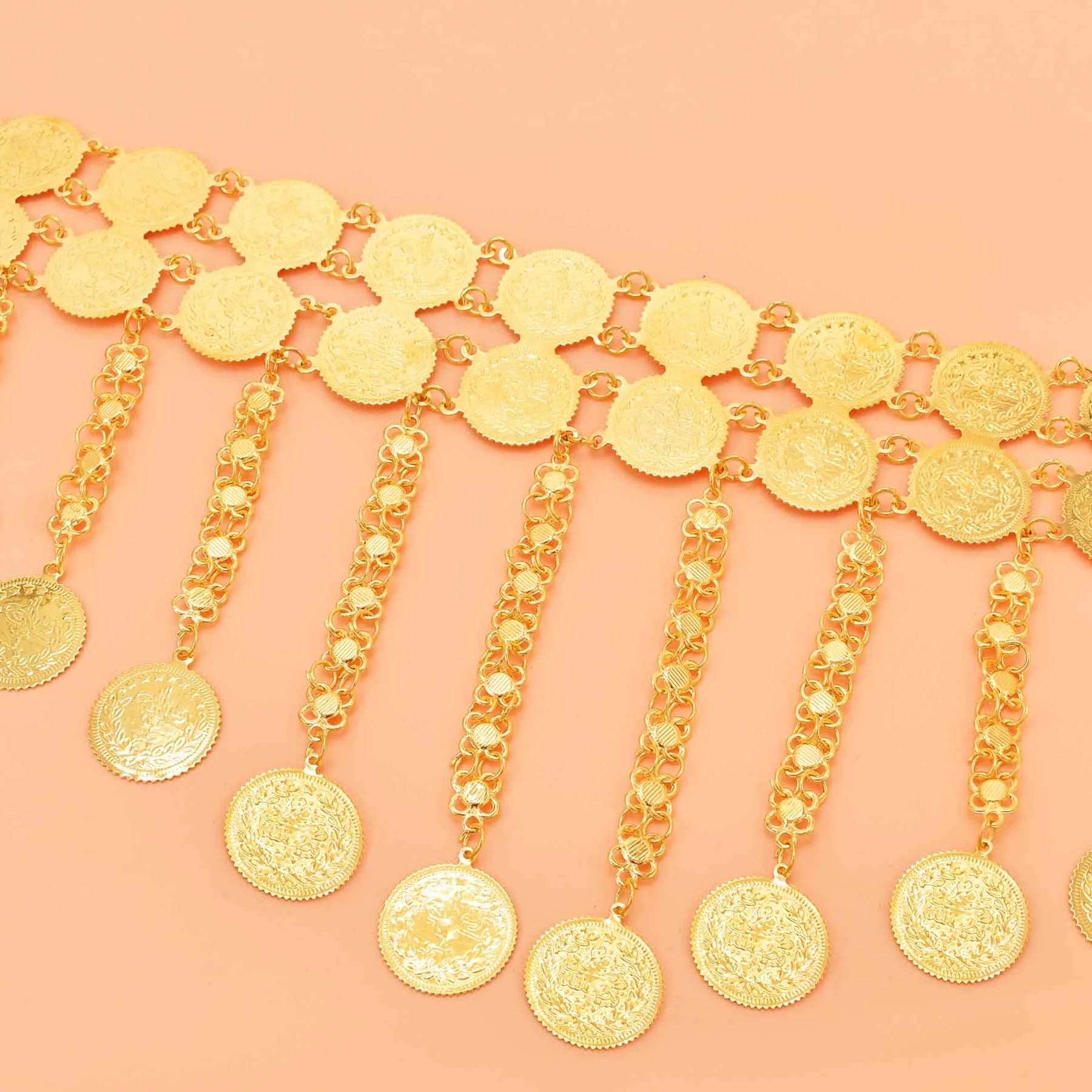 Golden Double Layer Coins Long - đánh giá và giá Body Jewelry Indian