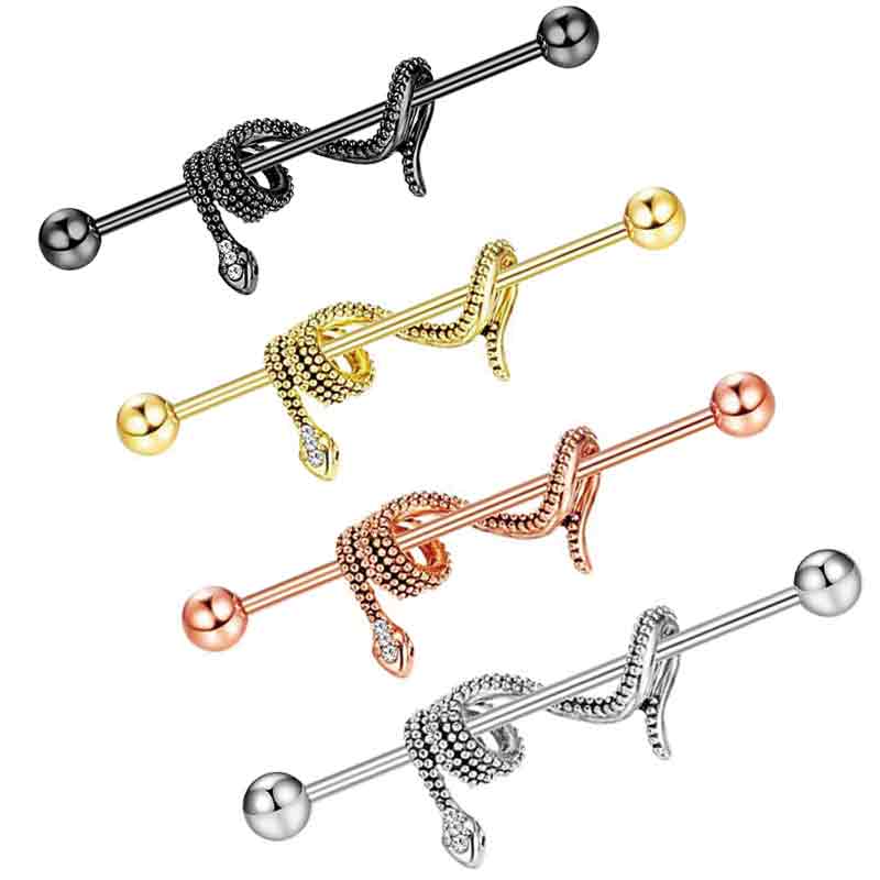 Crystal Snake Industrial Earri - đánh giá và giá Industrial Barbell Long