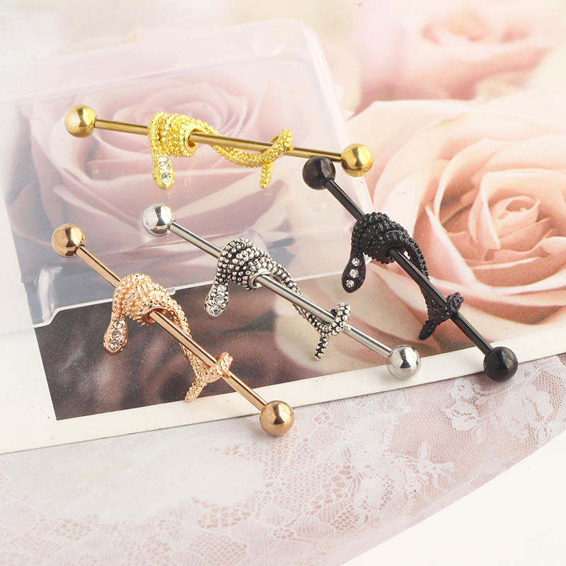 Crystal Snake Industrial Earri - đánh giá và giá Industrial Barbell Long