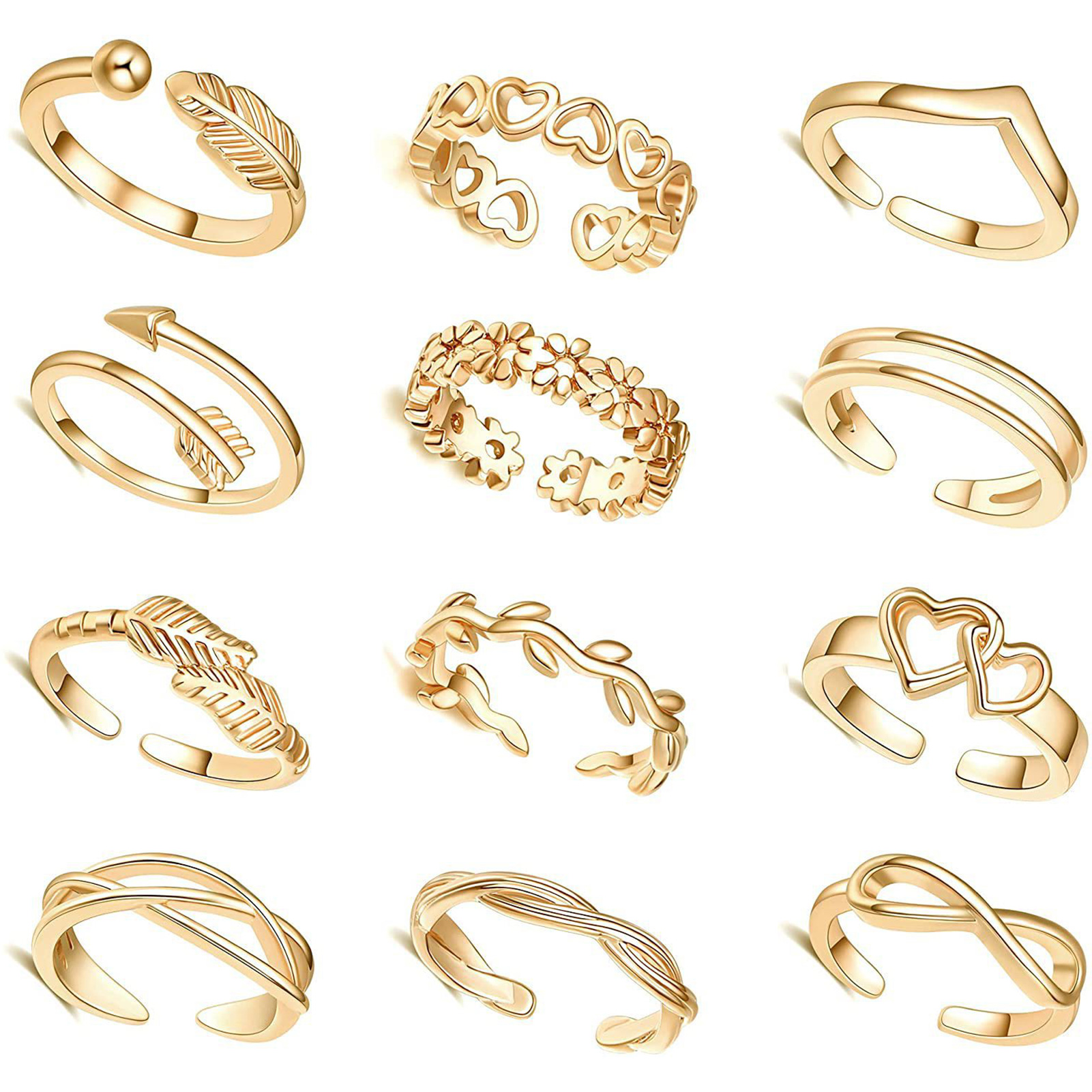 10/12Pcs Toe Rings for Women O - đánh giá và giá Body Jewelry Rings