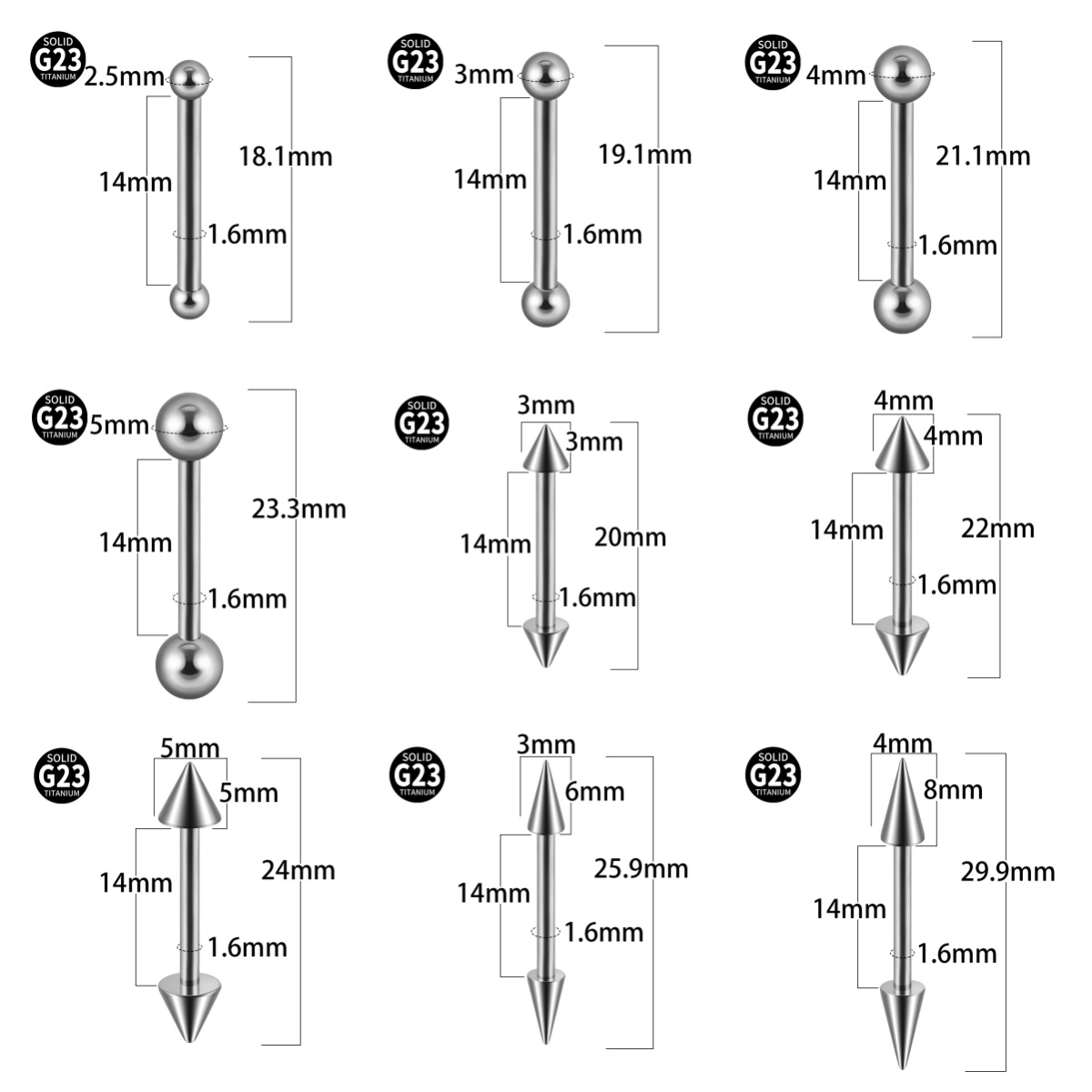 1PC G23 Titanium Long Industri - đánh giá và giá Industrial Barbell Long