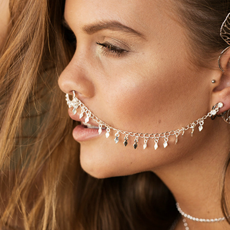 Nose Ring Chain, Hanging Disc  - đánh giá và giá Body Jewelry Indian