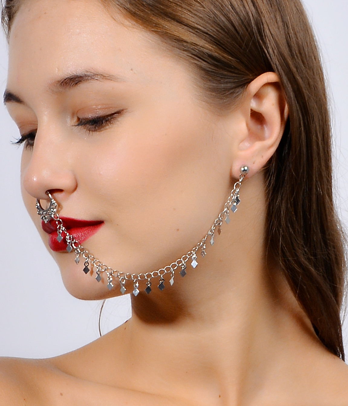 Nose Ring Chain, Hanging Disc  - đánh giá và giá Body Jewelry Indian