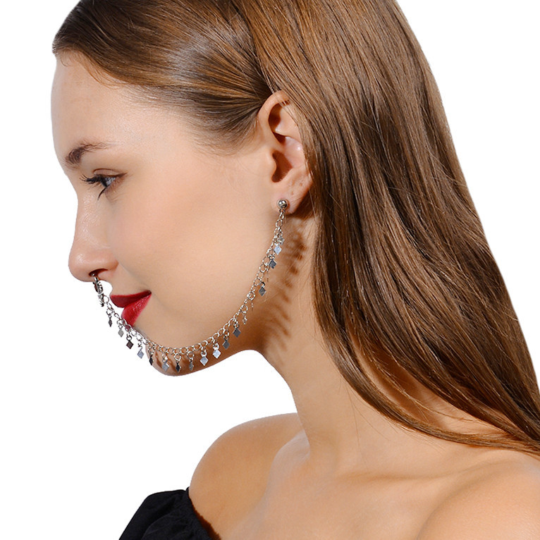 Nose Ring Chain, Hanging Disc  - đánh giá và giá Body Jewelry Indian