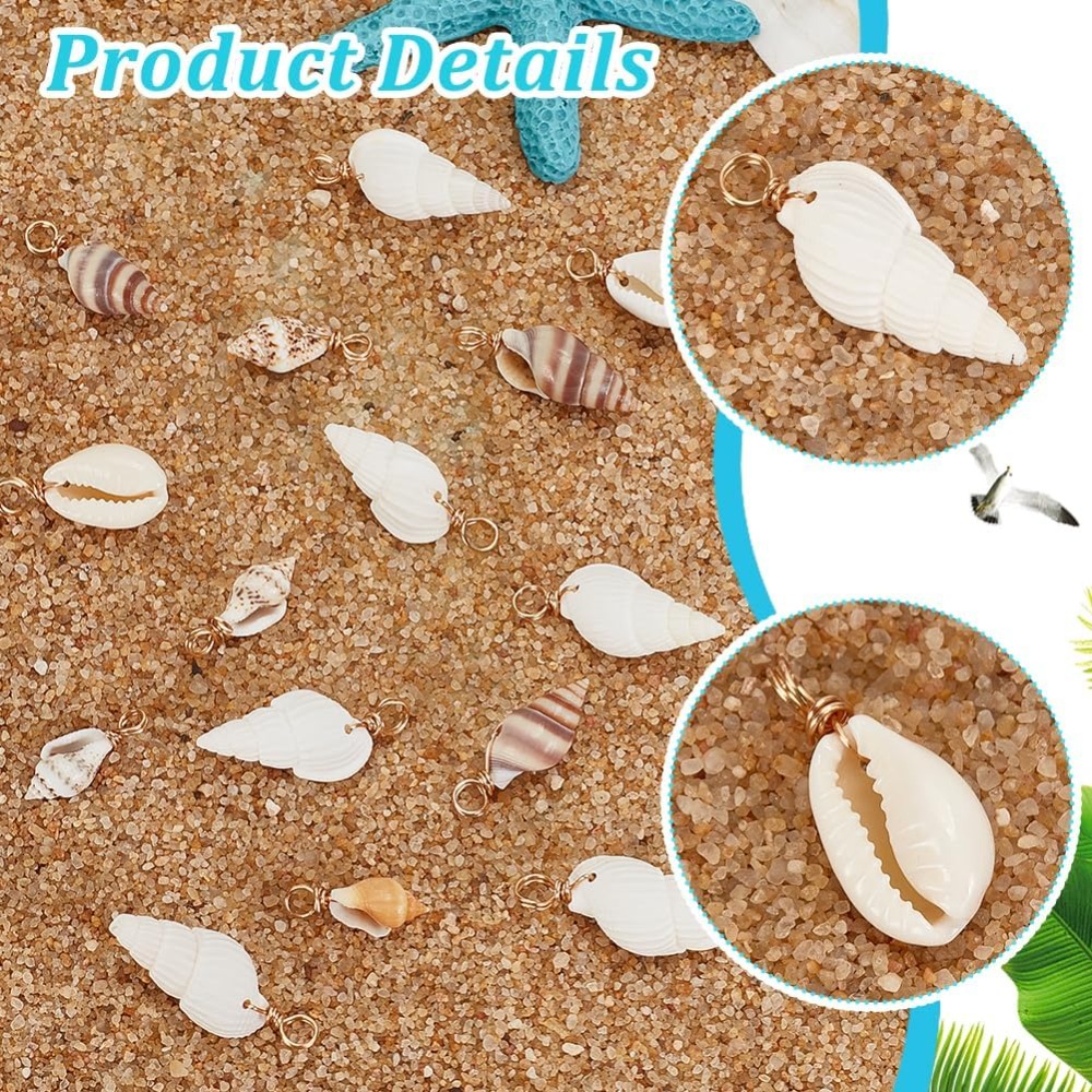 100pcs 4 Styles Natural Shell  - đánh giá và giá Body Jewelry Beach