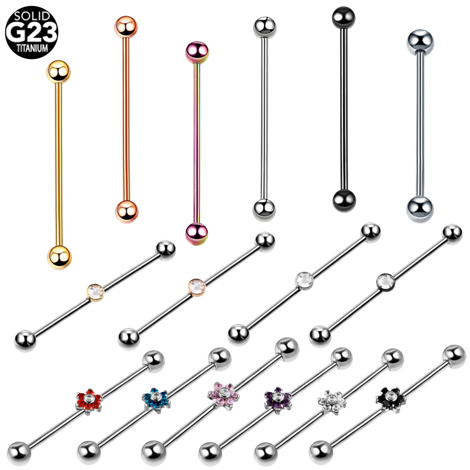 1PC Titanium Piercing Gem Indu - đánh giá và giá Industrial Barbell Long
