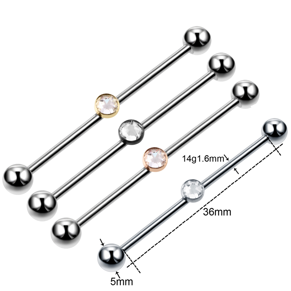 1PC Titanium Piercing Gem Indu - đánh giá và giá Industrial Barbell Long