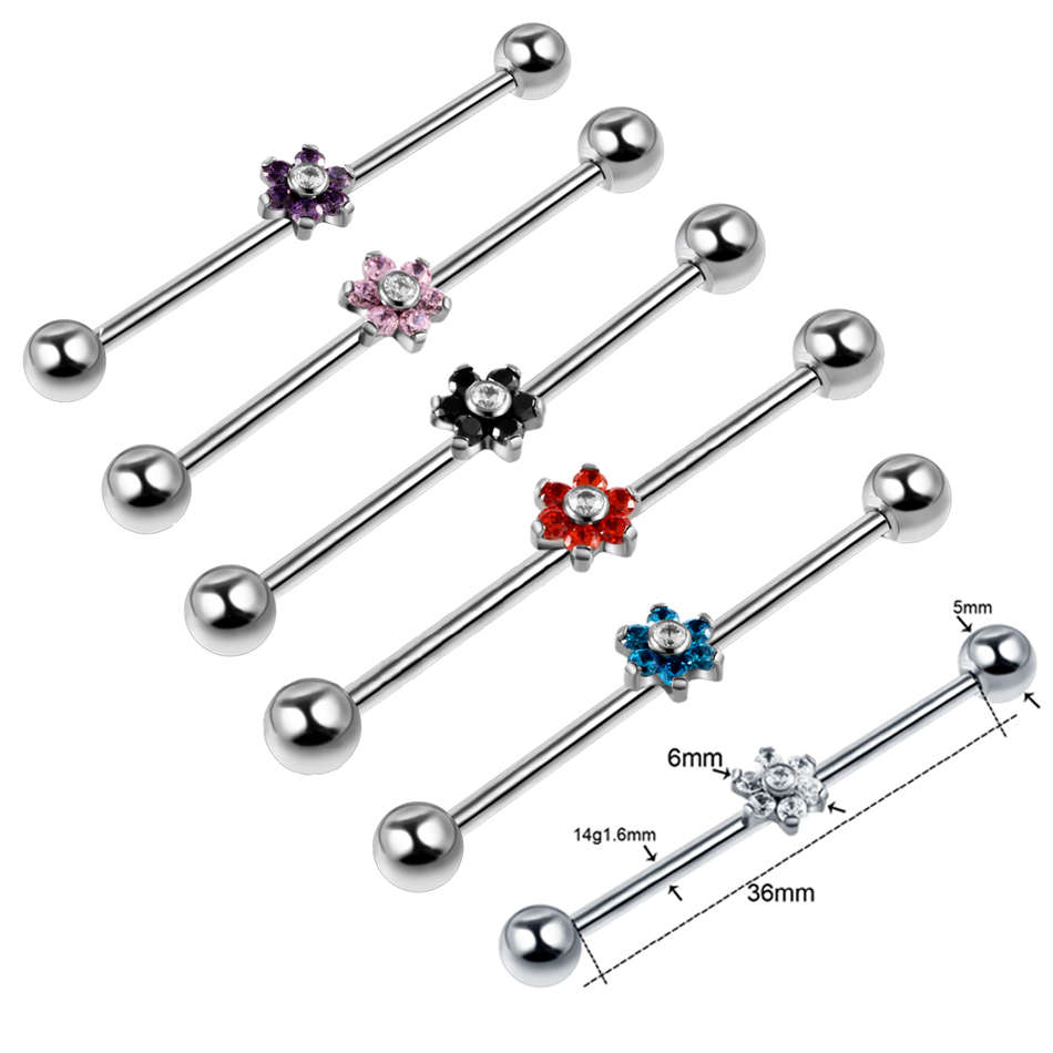 1PC Titanium Piercing Gem Indu - đánh giá và giá Industrial Barbell Long