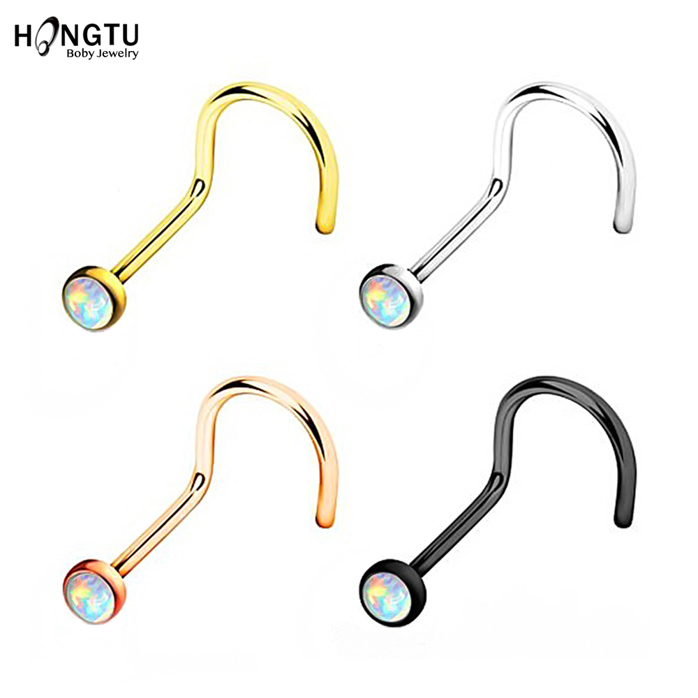 HONGTU 1Pc Opal Nose Screw Rin - đánh giá và giá Body Jewelry Indian