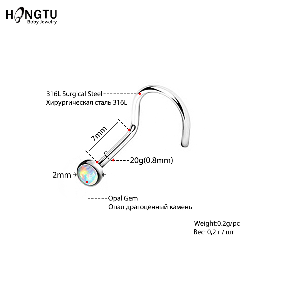 HONGTU 1Pc Opal Nose Screw Rin - đánh giá và giá Body Jewelry Indian