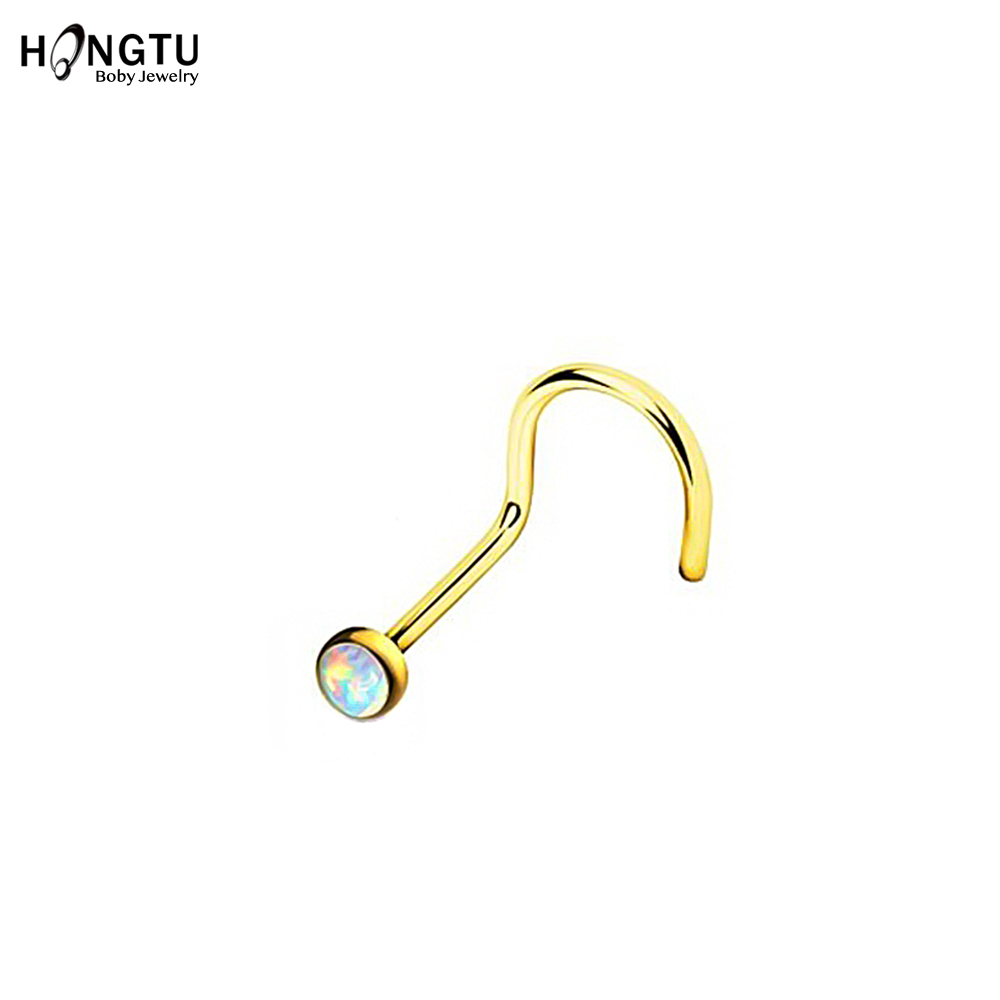 HONGTU 1Pc Opal Nose Screw Rin - đánh giá và giá Body Jewelry Indian