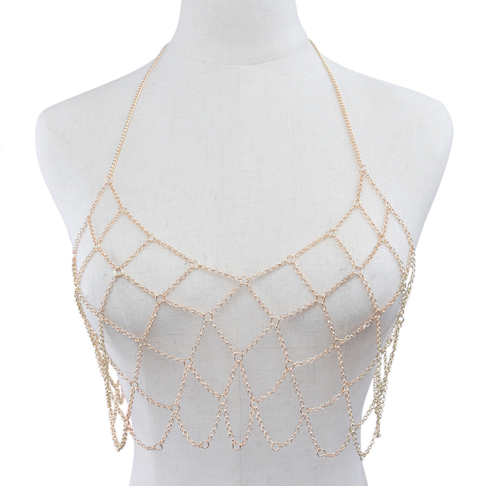 Sexy Gold Mesh Body Chain Biki - đánh giá và giá Body Jewelry For Backless Dress
